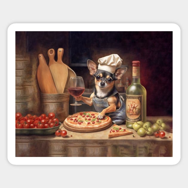 Chihuahua Dog Pizza Chef Sticker by candiscamera